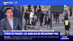 "C'est inhabituel pour les fans britanniques d'être aspergés de gaz lacrymogène, ils étaient choqués", témoigne Rob Harris, journaliste britannique, présent au Stade de France samedi soir