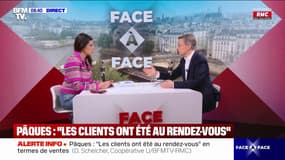 Dominique Schelcher, PDG de Coopérative U, explique qu'il y a eu "une très forte croissance des produits frais" la semaine de Pâques