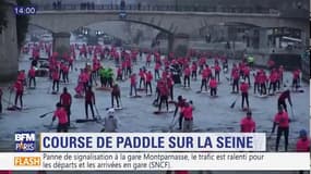 Malgré le froid, 700 personnes ont participé à une course de paddle sur la Seine à Paris