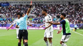 Aymen Hussein exclu lors d'Irak-Jordanie, le 29 janvier 2024 en Coupe d'Asie