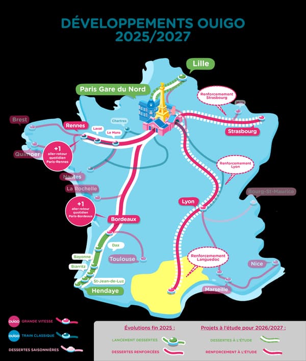 Le futur réseau Ouigo de la SNCF