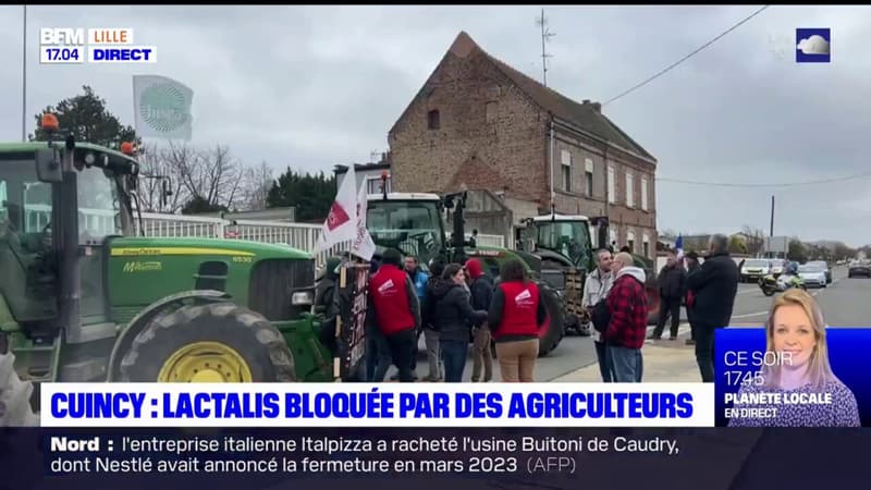 Cuincy: l'usine Lactalis bloquée par des agriculteurs