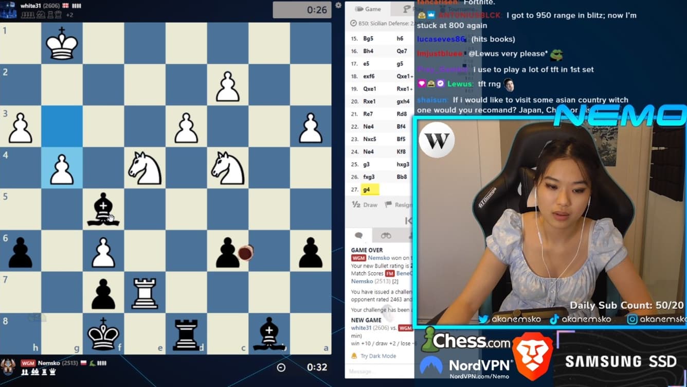 Qiyu "Nemo" Zhou lors d'une session de streaming