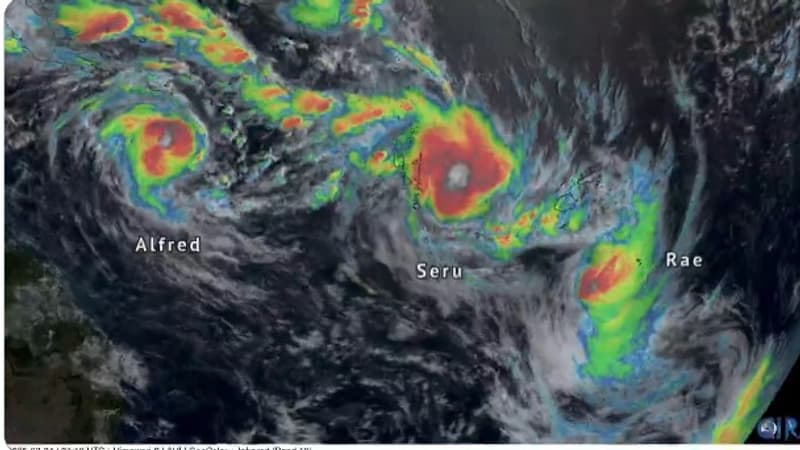 Trois cyclones simultanés photographiés dans le sud du Pacifique