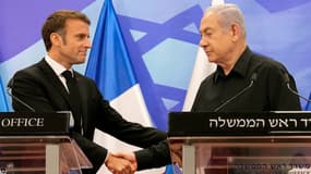 Emmanuel Macron et Benjamin Netanyahu en Israël le 24 octobre 2023