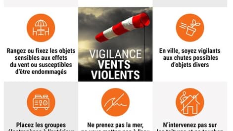 Les recommandations de la Place-Beauvau en cas de vigilance orange pour vents violents. Les recommandations de la Place-Beauvau en cas de vigilance orange pour vents violents.