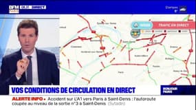 Accident sur l'A1 au niveau de Saint-Denis