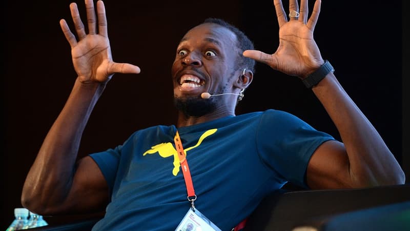 Usain Bolt à l'aise devant les micros et les camérasUsain Bolt