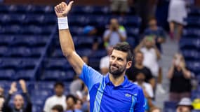 Novak Djokovic après sa victoire face au Français Alexandre Müller (6-0, 6-2, 6-3) au premier tour de l'US Open, le 28 août 2023