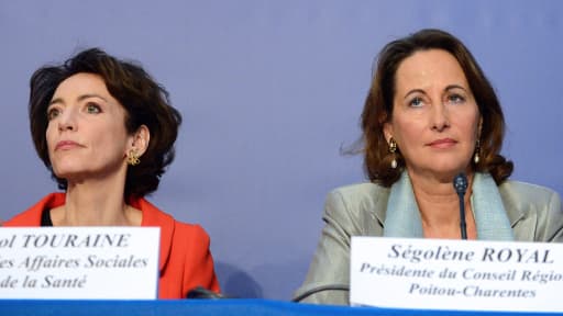 Marisol Touraine ( à gauche sur l'image), ministre des Affaires sociales et de la Santé et Ségolène Royal, ministre de l'Ecologie. (ici en décembre 2012)