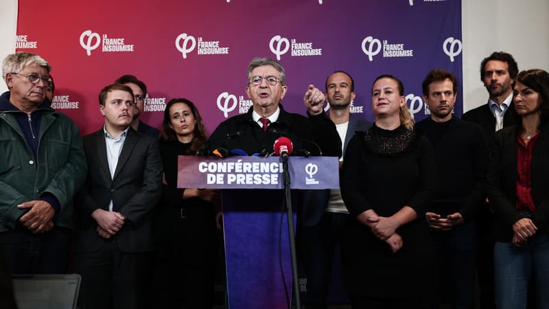 Jean-Luc Mélenchon, le 6 octobre 2025, lors d'une conférence de presse de La France insoumise après la démission de Sébastien Lecornu.
