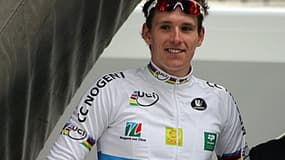 Arnaud Démare avec son maillot arc-en-ciel après son titre de champion du monde Espoirs décroché à Copenhague