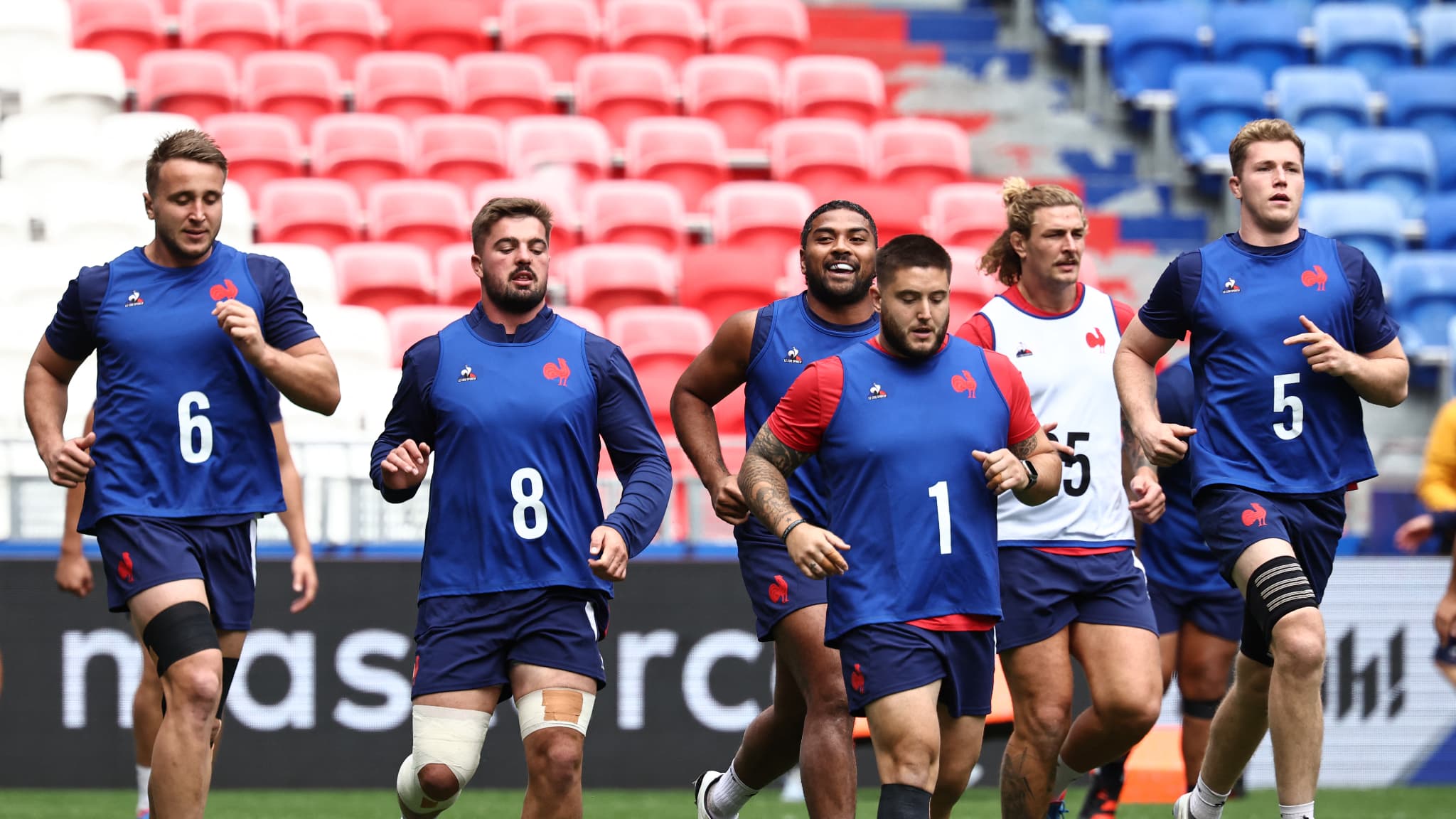 Les joueurs du XV de France à l'entraînement Les joueurs du XV de France à l'entraînement