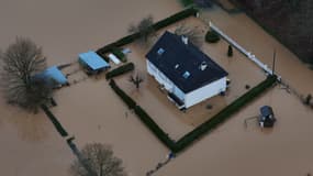 Une maison inondée à Guipry-Messac (Ille-et-Vilaine).