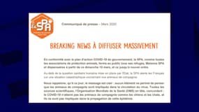 Le communique de la SPA