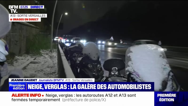 Neige: certains motards ont abandonné leur véhicule sur le bord de l'A13