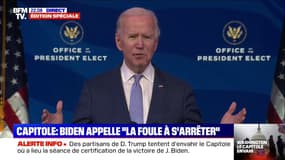 Joe Biden appelle "le Président Trump à s'exprimer à la télévision et à exiger qu'on mette un terme à ce siège"