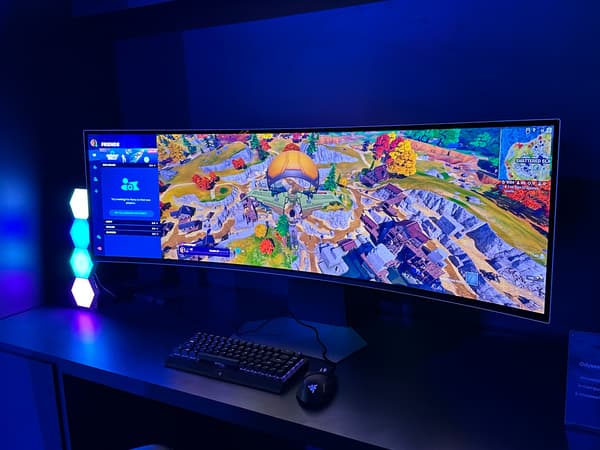 The Samsung Odyssey G9 OLED with its 49-inch screen
