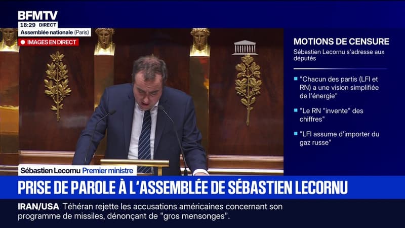 Motions de censure de LFI et du RN: "La priorité devrait être à la clarification interne, pas à la déstabilisation institutionnelle", dénonce Sébastien Lecornu