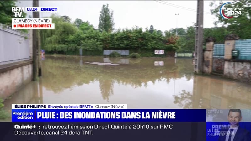 À cause des fortes pluies, la ville de Clamecy dans la Nièvre a les pieds dans l'eau