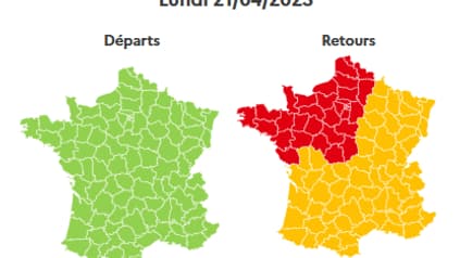 Le lundi 21 avril est classé rouge dans un large quart nord-ouest de la France. Le lundi 21 avril est classé rouge dans un large quart nord-ouest de la France.