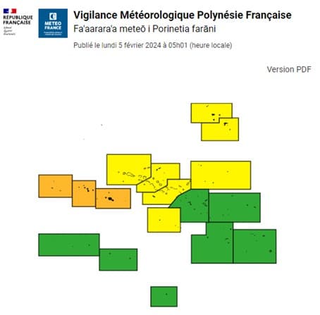 Météo France a placé la Polynésie française en vigilance orange
