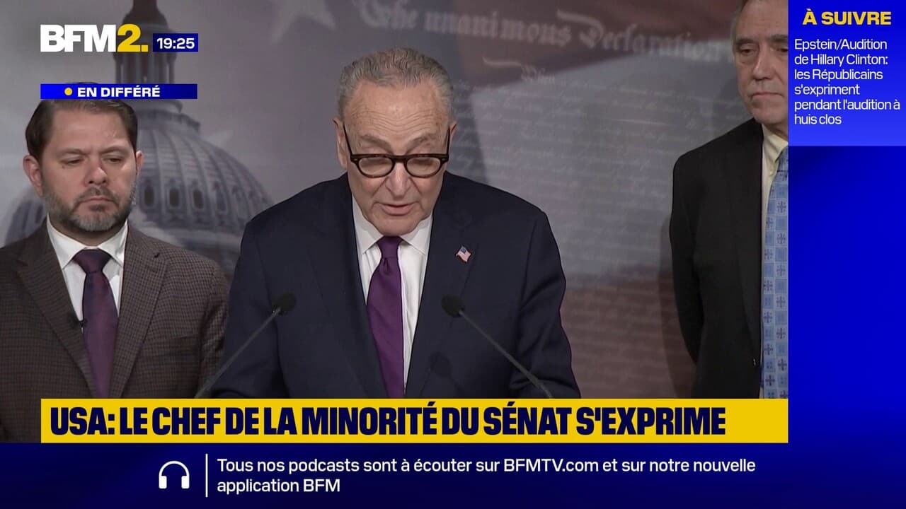 "Président Trump, qu'essayez-vous de cacher?": le chef de la minorité démocrate au Sénat des États-Unis tance l'administration Trump dans l'affaire Epstein Kép