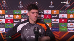 Leonardo Balerdi après Benfica-OM en quart de finale aller de Ligue Europa, le 11/04/2024