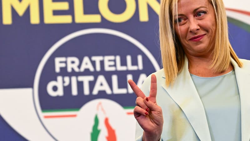 Giorgia Meloni face à son public le 26 septembre 2022 à Rome. 