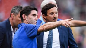 Pablo Longoria et Marcelino avant Metz-OM (2-2, L1), le 18 août 2023