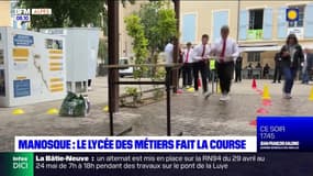 Manosque: les élèves du lycée des métiers font la course des garçons et filles de café