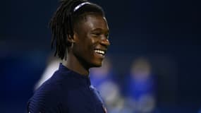 Eduardo Camavinga sous le maillot de l'équipe de France, avant un match contre la Croatie, à Zagreb, le 14 octobre 2020