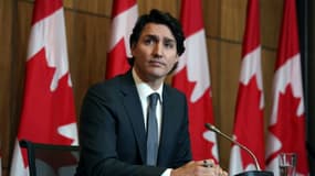 Le Premier ministre canadien Justin Trudeau lors d'une conférence de presse sur le Covid-19, le 12 janvier 2022 à Ottawa, Canada