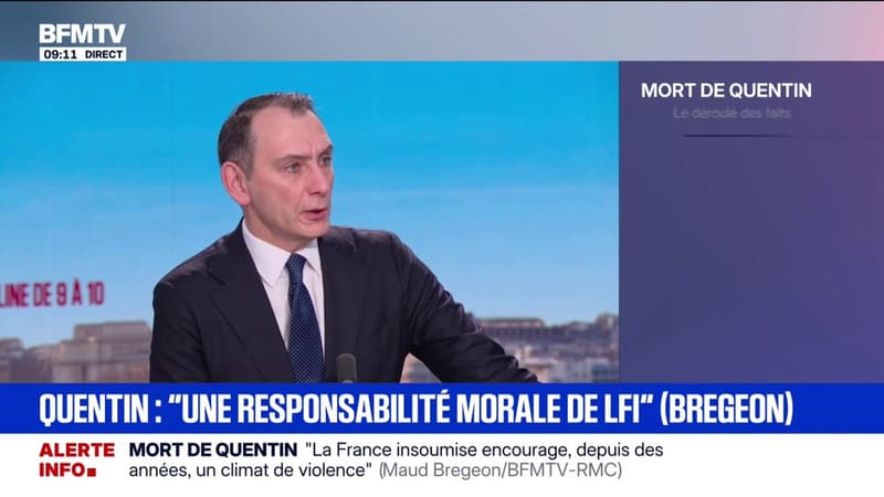 Mort de Quentin: "C'est un drame politique parce qu'il y a en France un mouvement politique qui encourage la violence", déclare Laurent Jacobelli, porte-parole du RN