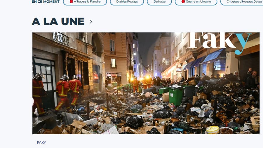La Une du site de la RTBF vers 15h, le 27 mars 2023.