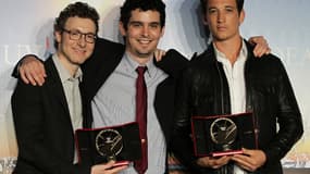 De gauche à droite: le compositeur américain Nicholas Britell, le réalisateur franco-américain Damien Chazelle et l'acteur américain Miles Teller.