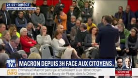Face à une gilet jaune, Emmanuel Macron indique qu'il "aura aussi des débats avec des citoyens, pas des gilets jaunes"