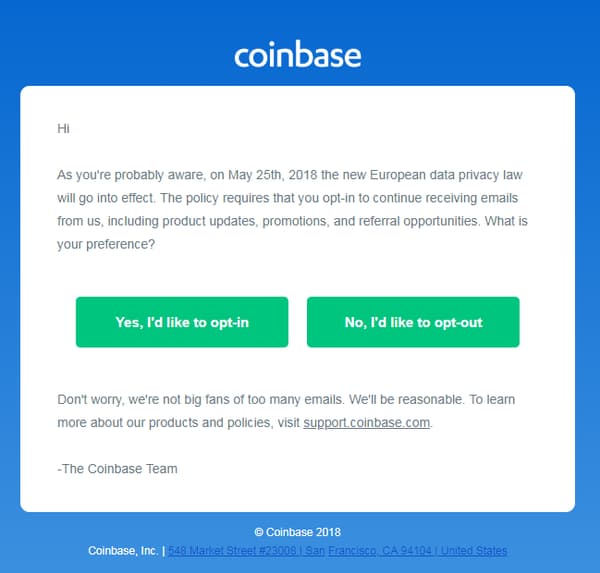 Coinbase, une plateforme d'achat de cryptomonnaies.