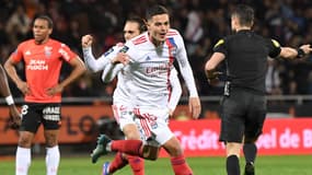 Romain Faivre avec l'OL contre Lorient, le 4 mars 2022