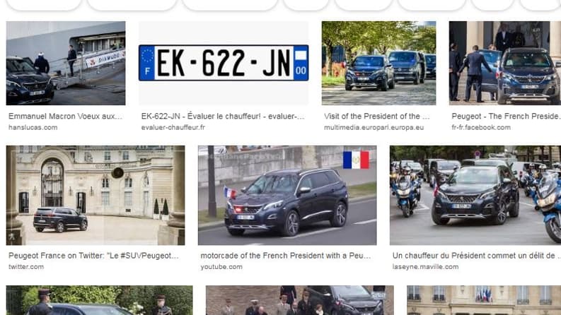 La recherche de la plaque d'immatriculation de l'un des véhicules présidentiels. 