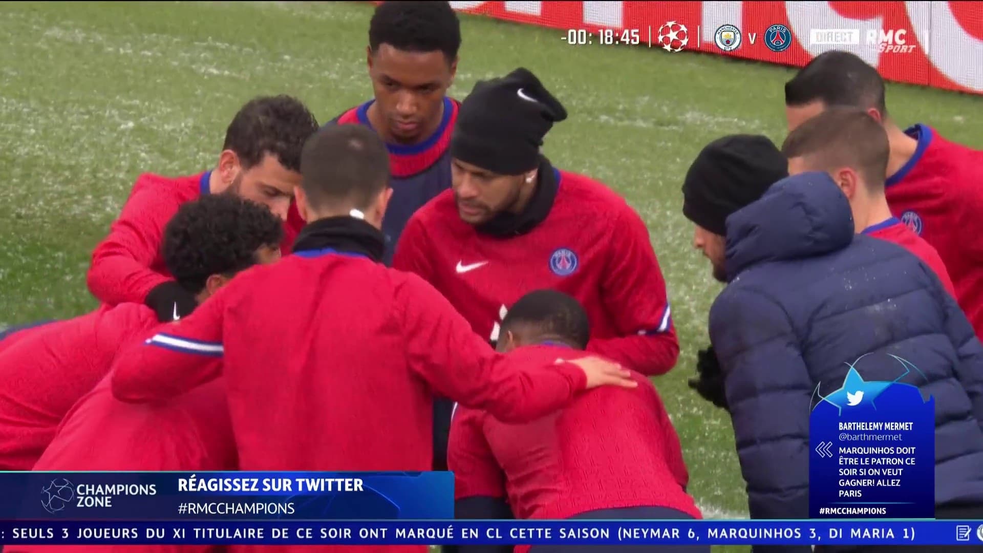 Neymar à l'échauffement de Man City-PSG