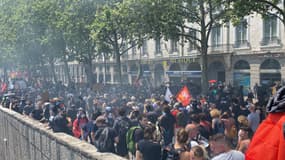 Le cortège contre la réforme des retraites à Lyon le 6 juin 2023.