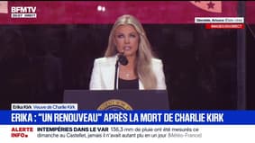Hommage à Charlie Kirk: "Charlie est mort bien trop tôt", indique Erika Kirk, sa veuve