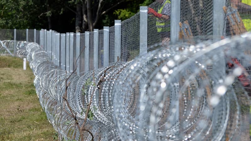 La construction de la clôture anti-migrants entre la Hongrie et la Serbie, à Asotthalom, le 31 mai 2016