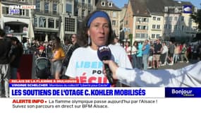 Flamme olympique à Mulhouse: des membres du comité de soutien à Cécile Kohler rassemblés