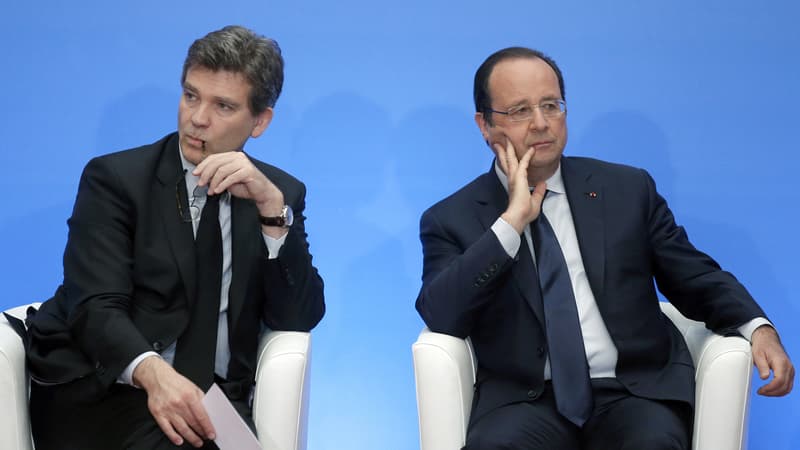 Arnaud Montebourg, alors ministre de l'Economie, et François Hollande, en juillet 2014.