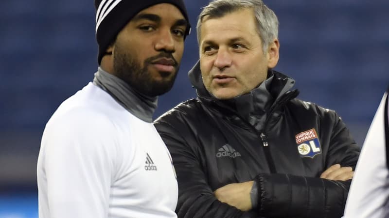 Alexandre Lacazette et Bruno Genesio (OL)