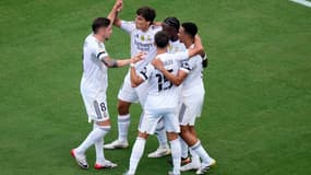 Les joueurs du Real Madrid célèbrent leur but à la Coupe du monde des clubs, 22 juin 2025