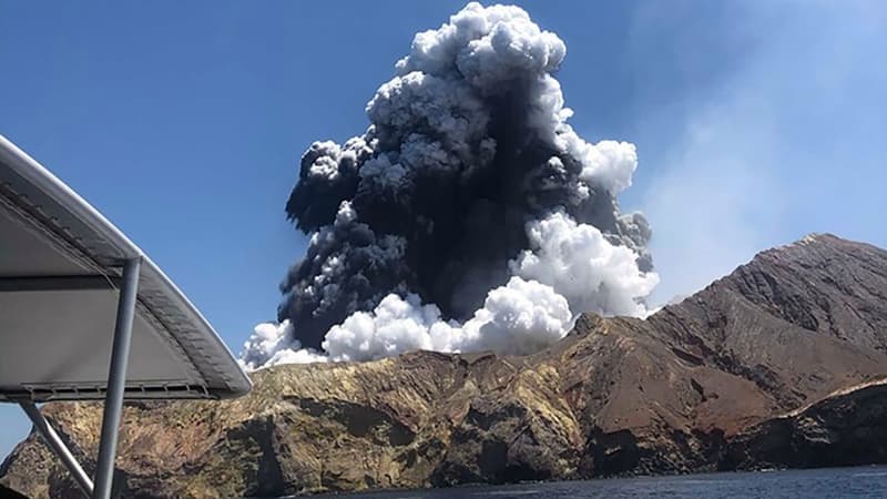 Le volcan de White Island lors de son éruption, le 9 décembre 2019 - Handout / COURTESY OF LILLANI HOPKINS / AFP