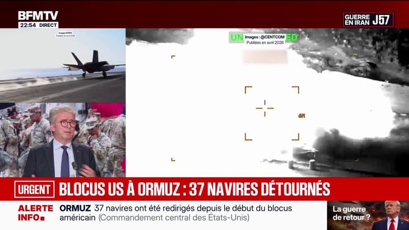 Selon le commandement central des États-Unis, 37 navires ont été redirigés depuis le début du blocus dans le détroit d'Ormuz